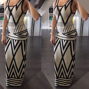 Chevron Printed Jersey Maxi Dress